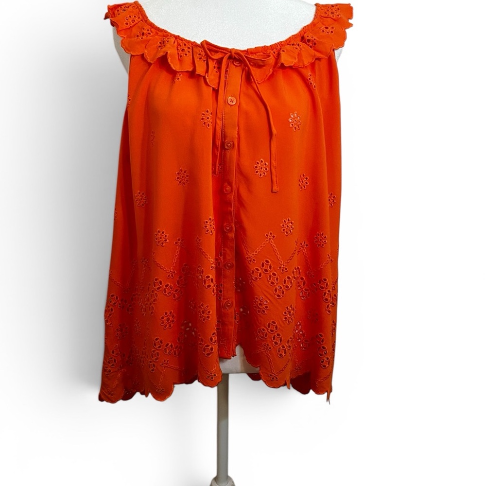 torrid Orange Eyelet Ruffle Off-Shoulder Top